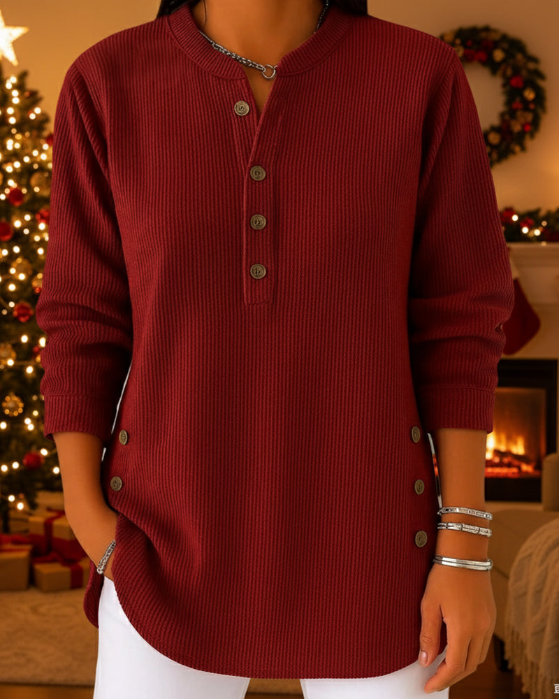 Stylowy top z długim rękawem i zapięciem na guziki