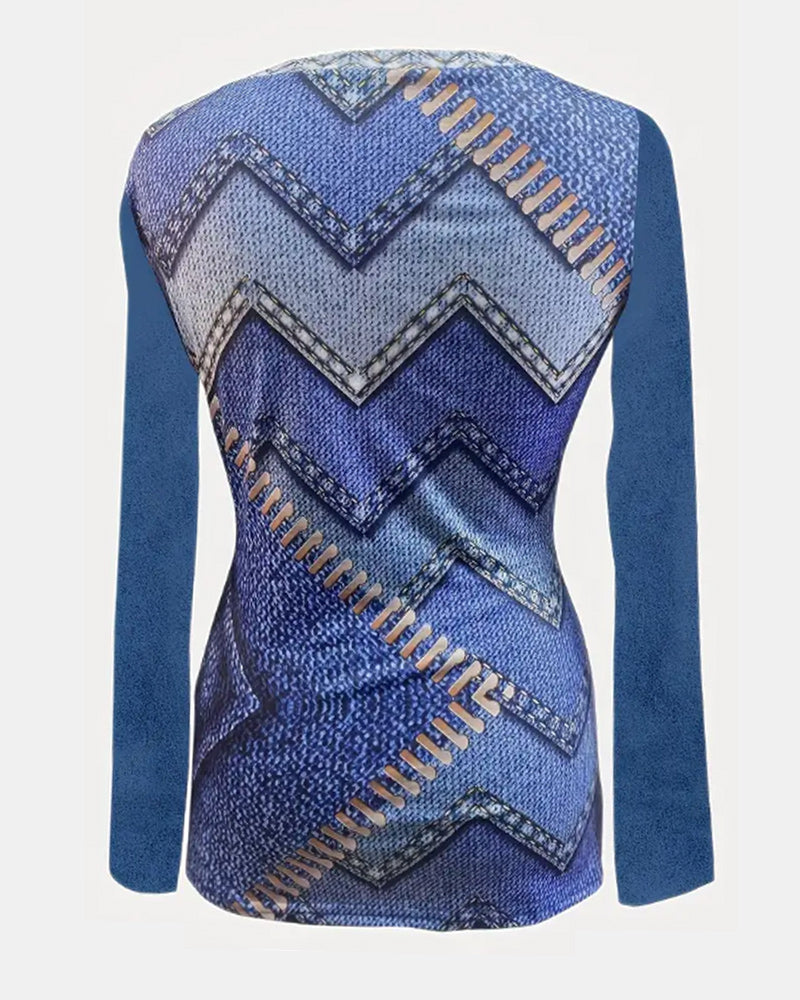 Bluzki damskie z okrągłym dekoltem i falbankami