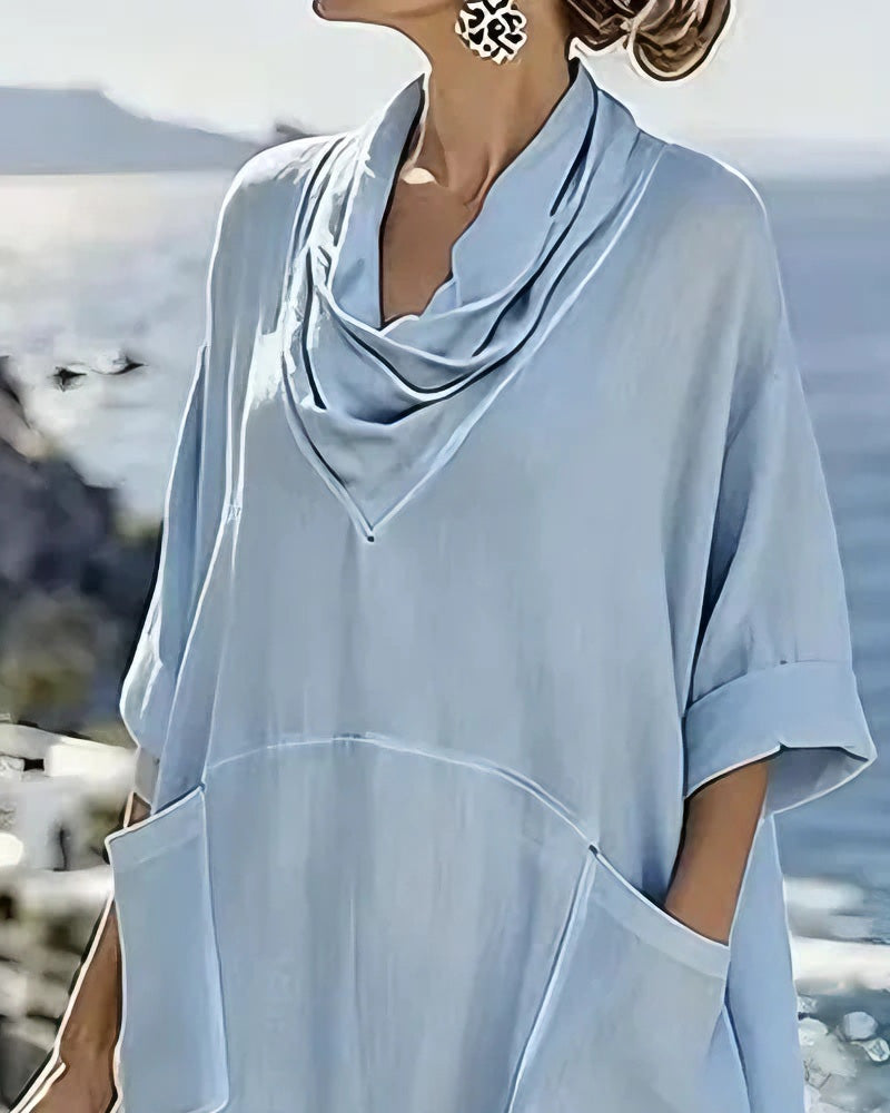 Sukienka modna, drapowana, szeroka