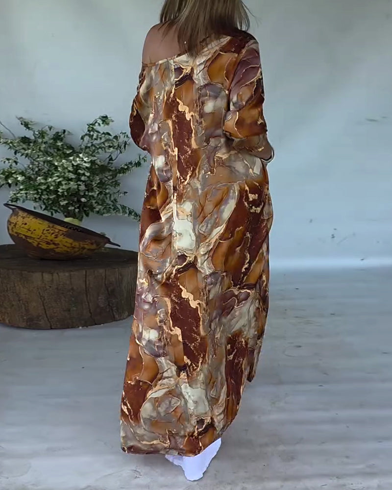 Bluzka Modny Rozcięcie Drukowane