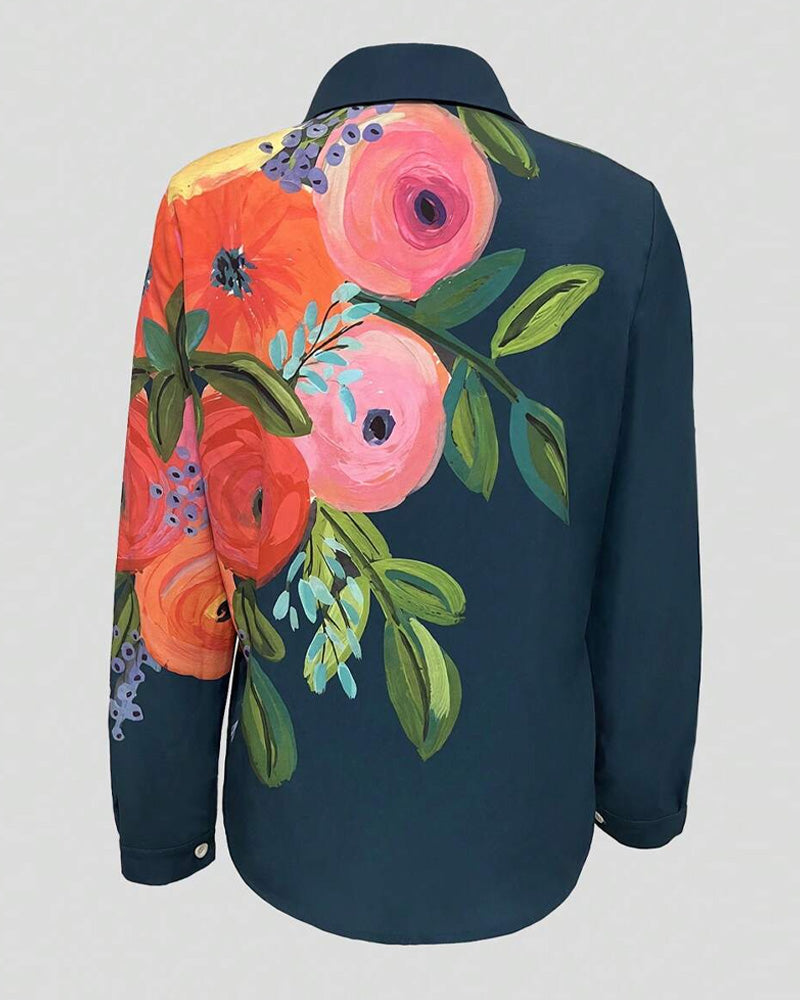 Bluzka z kołnierzykiem stojącym z nadrukiem