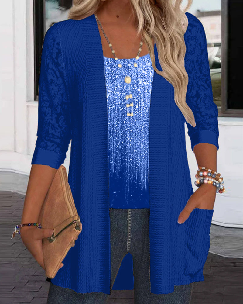 Modny top w imitacji dwuczęściowej konstrukcji