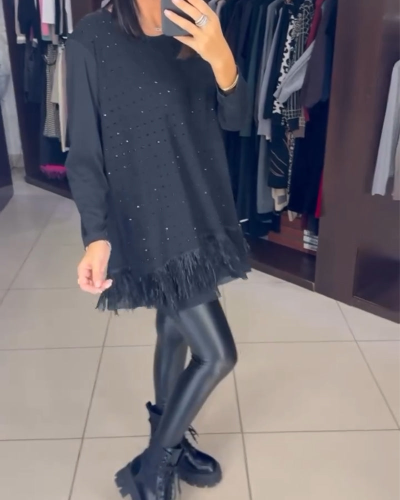 Top z kryształkami w modnym kolorze