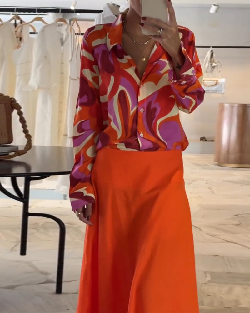 Bluzka Chapel w kolorowe wzory z guzikami