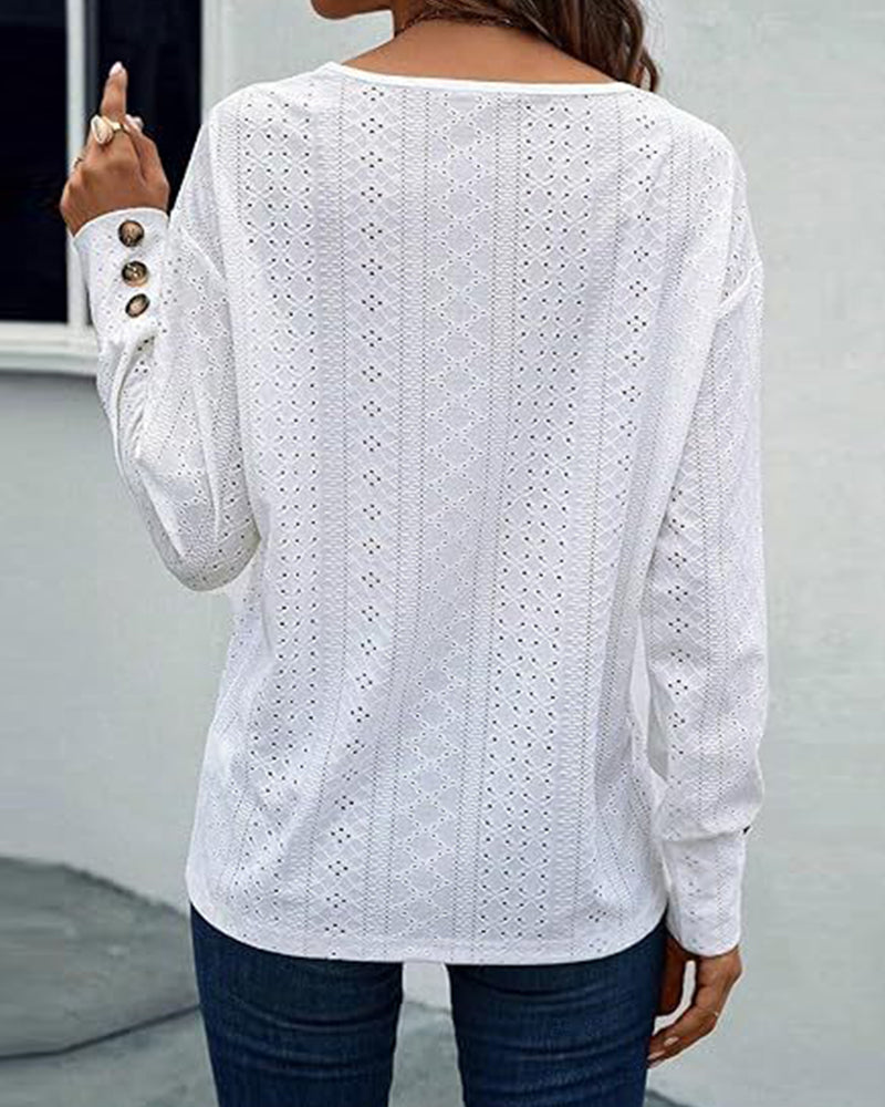 Bluzka casualowa z dekoltem w serek, w jednolitym kolorze