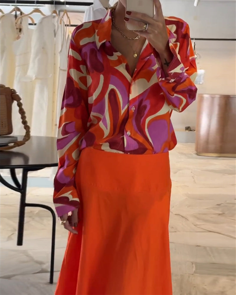 Bluzka Chapel w kolorowe wzory z guzikami