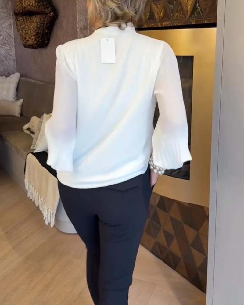 Bluzka z bufiastymi rękawami i wstążką Elegancka