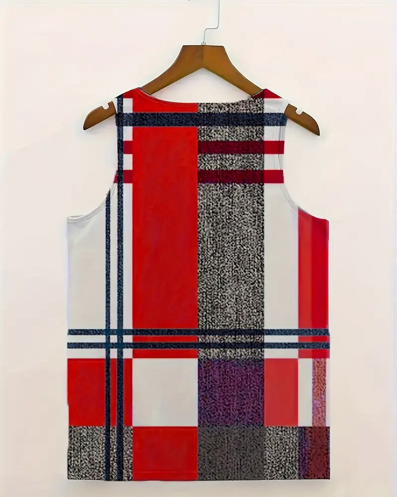 Bezrękawnik w kratkę z nadrukiem