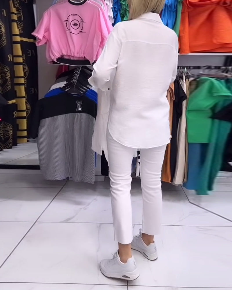 Koszula z prostymi guzikami i nadrukiem w serduszka