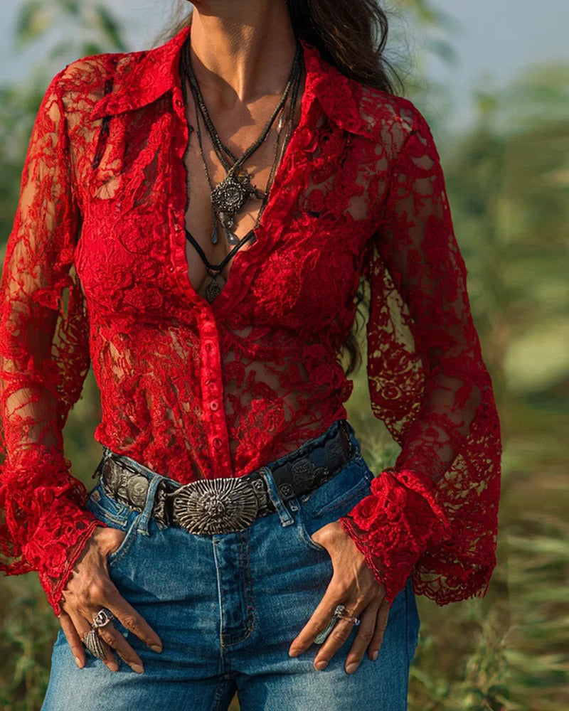 Prosta kolorowa koszula z kołnierzykiem i długimi rękawami