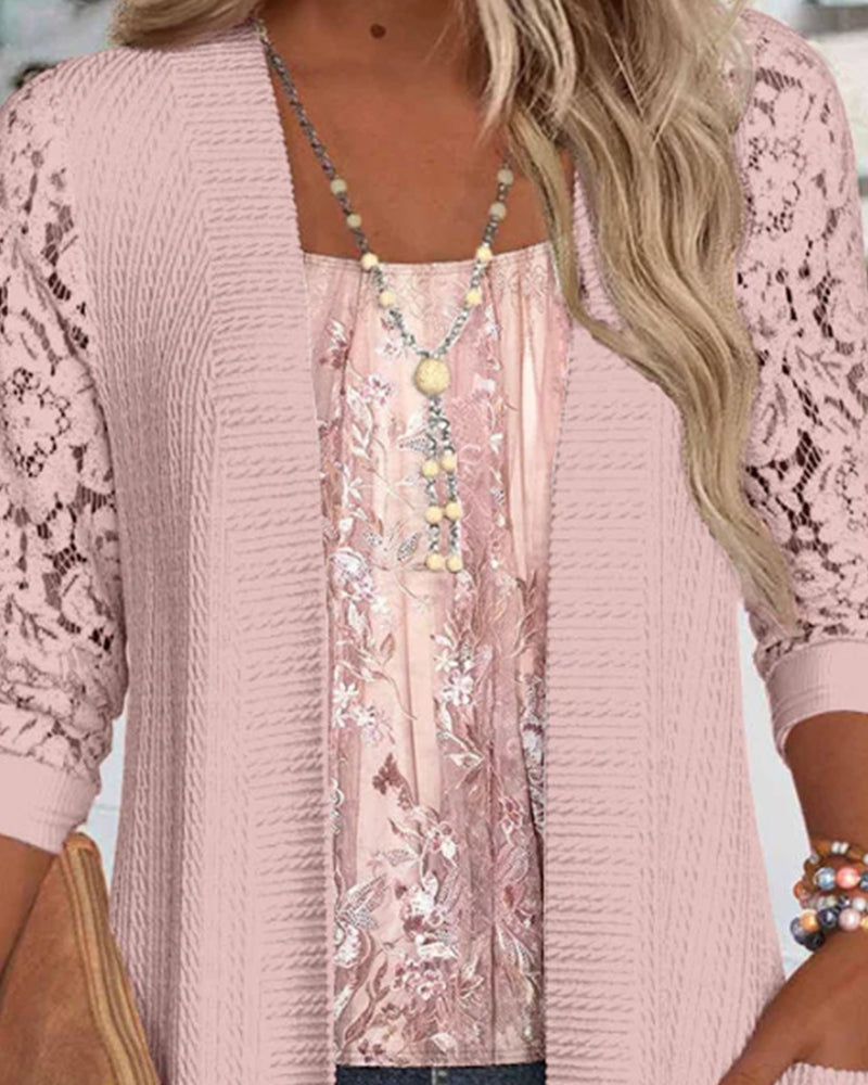 Top z imitacją dwuczęściowego wyglądu i patchworkiem